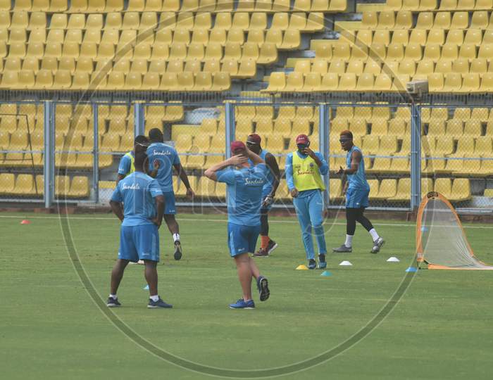 West Indies  Cricket Team in Practice Session  During ODI Match With India  in Guwahati  Barsapara Cricket Stadium