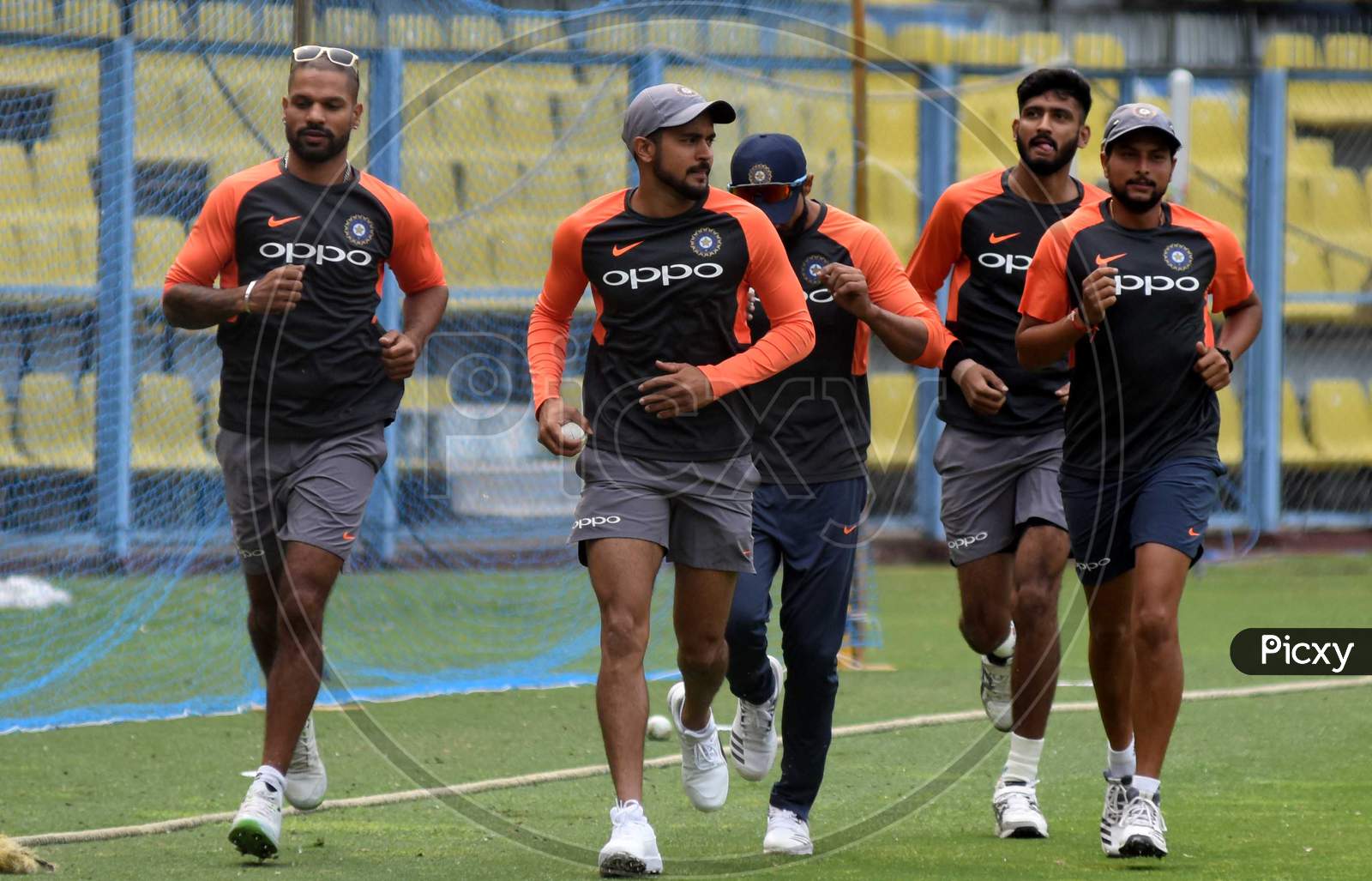 Players Of Team India During A Practice Session Ahead Of The First One Day International Cricket Match Against West Indies, At Aca Cricket Stadium, Barsapara In Guwahati