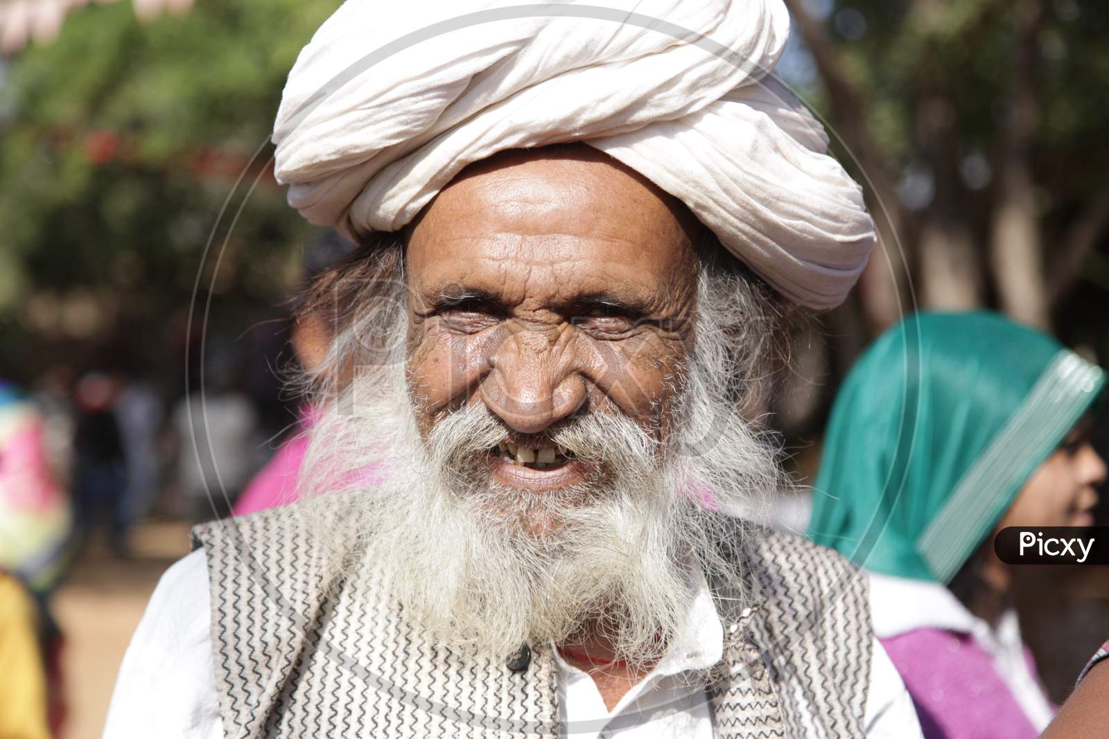 Closeup Shot of Rajasthani Old Man Smiling