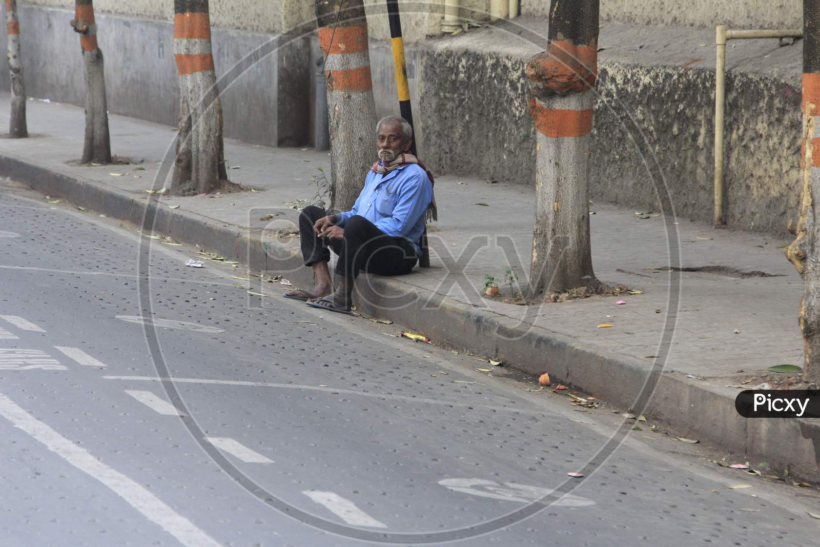 Portrait of Indian Security Guard on the Street