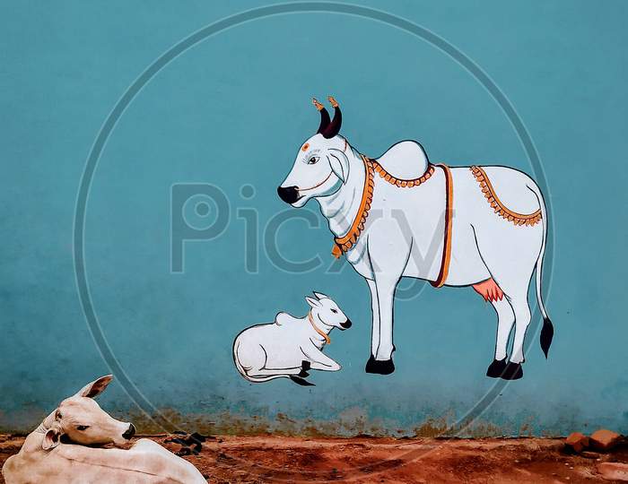 Baby Cow and cow painting