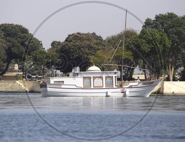 A Traditional Boat for Tourists at Lake Palace, Udaipur