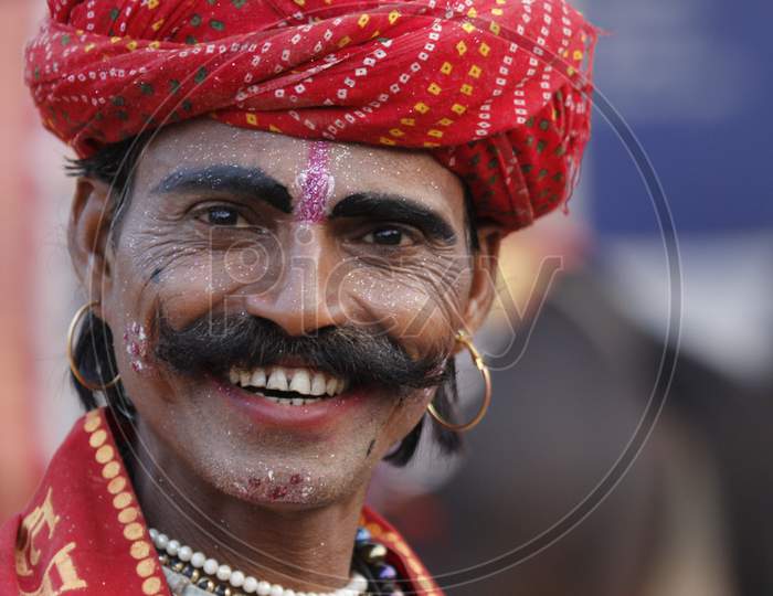 Portrait of Rajasthani Man in Traditional Attire