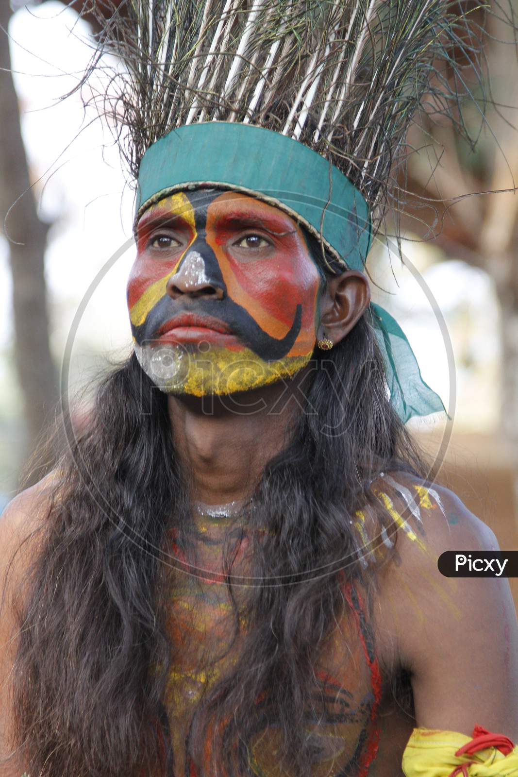 Closeup Shot of Rajasthani Man in Traditional Attire