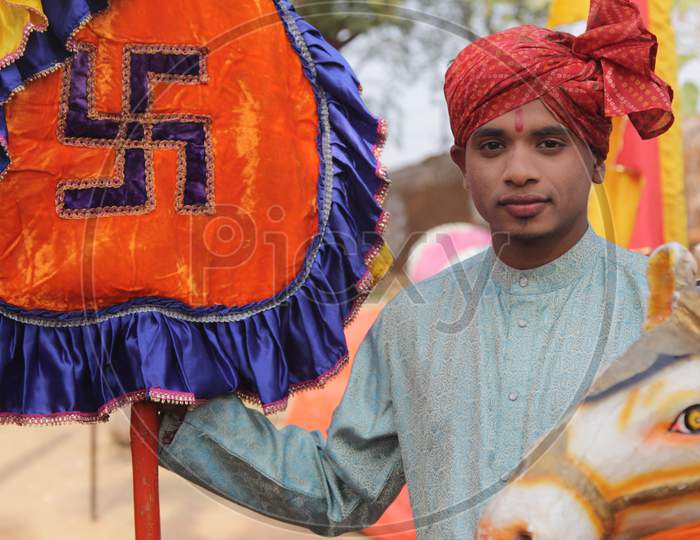 Young Rajasthani Man in Shilpgram Fair, Udaipur, Rajasthan