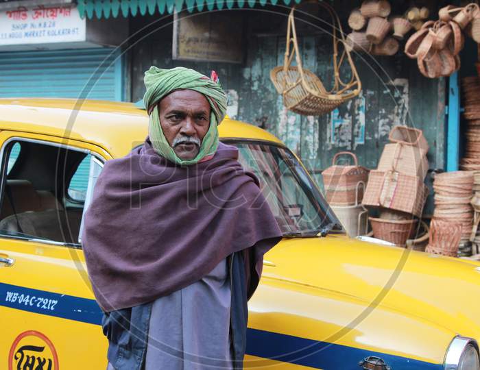 Indian Old Man on the Streets of Kolkata