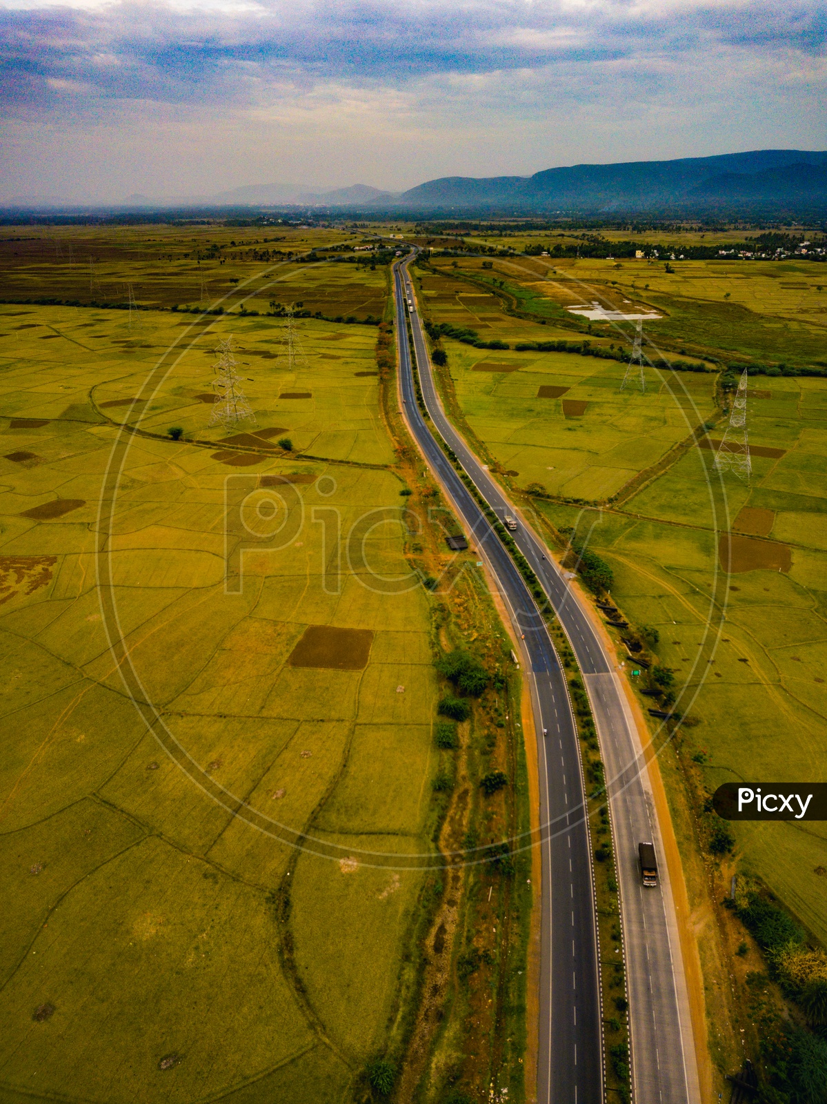 Aerial View of AH45 National Highway Between Tuni to Nakkapalli