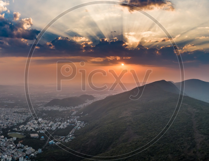 Panoramic View Of Vizag City Scape From Simhachalam Hills