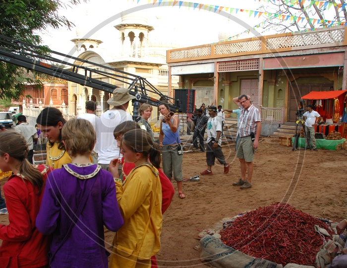 Foreign Film Crew Shooting  With Children in Village Setup in Ramoji Film City in Hyderabad