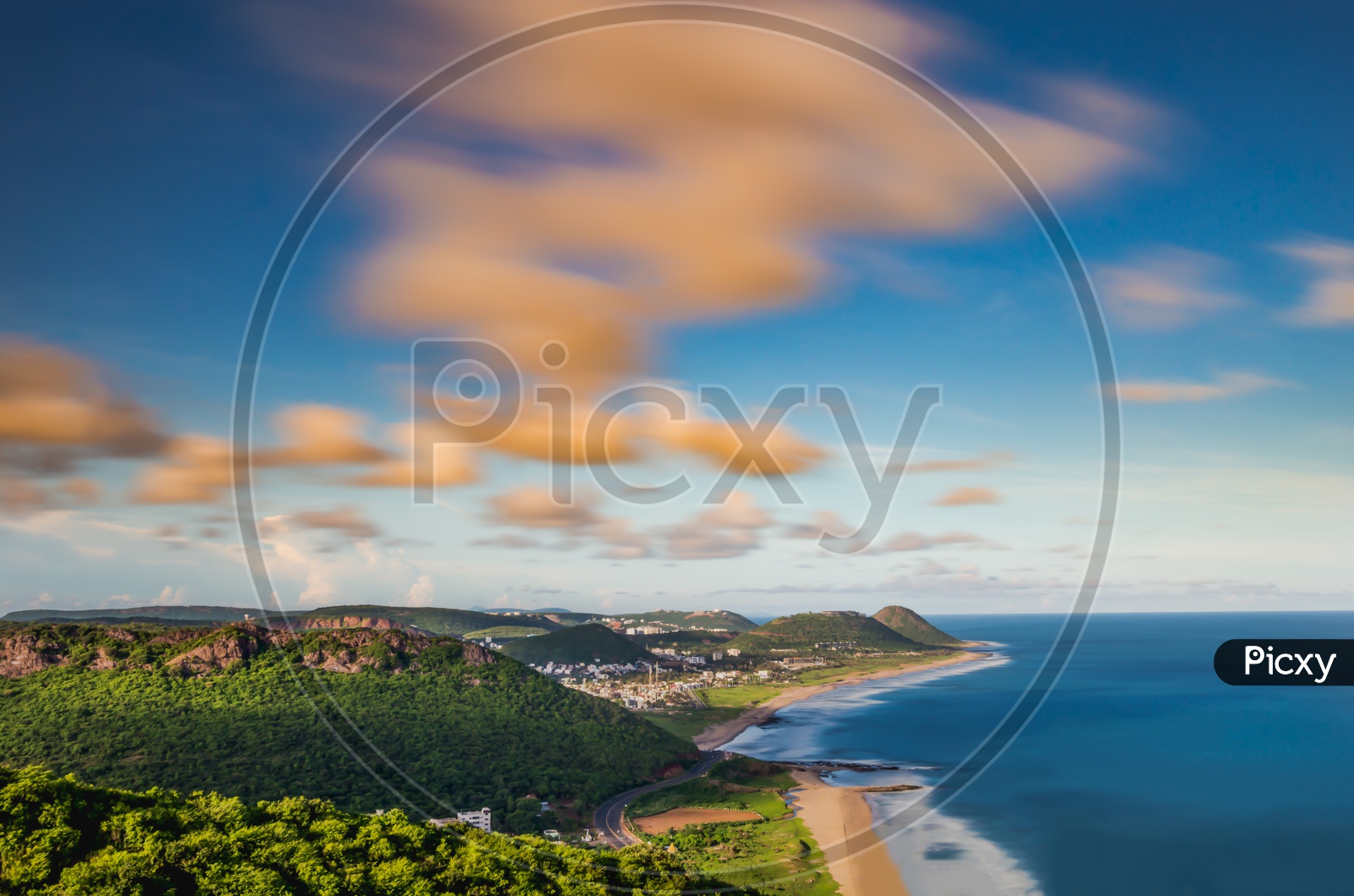 Aerial or Drone View of Visakhapatnam or Vizag Beach