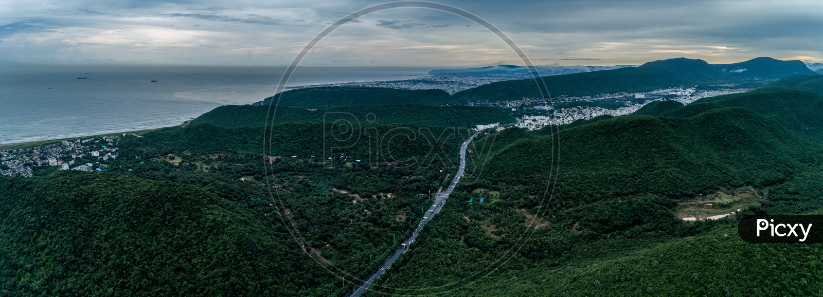 Aerial View of Kambalakonda Eco Tourism Park and Sea at Visakhapatnam