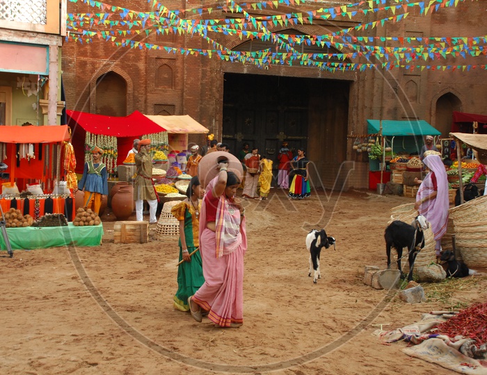 Foreign Film Crew Shooting With Children in Village Setup  at  Ramoji Film City in Hyderabad