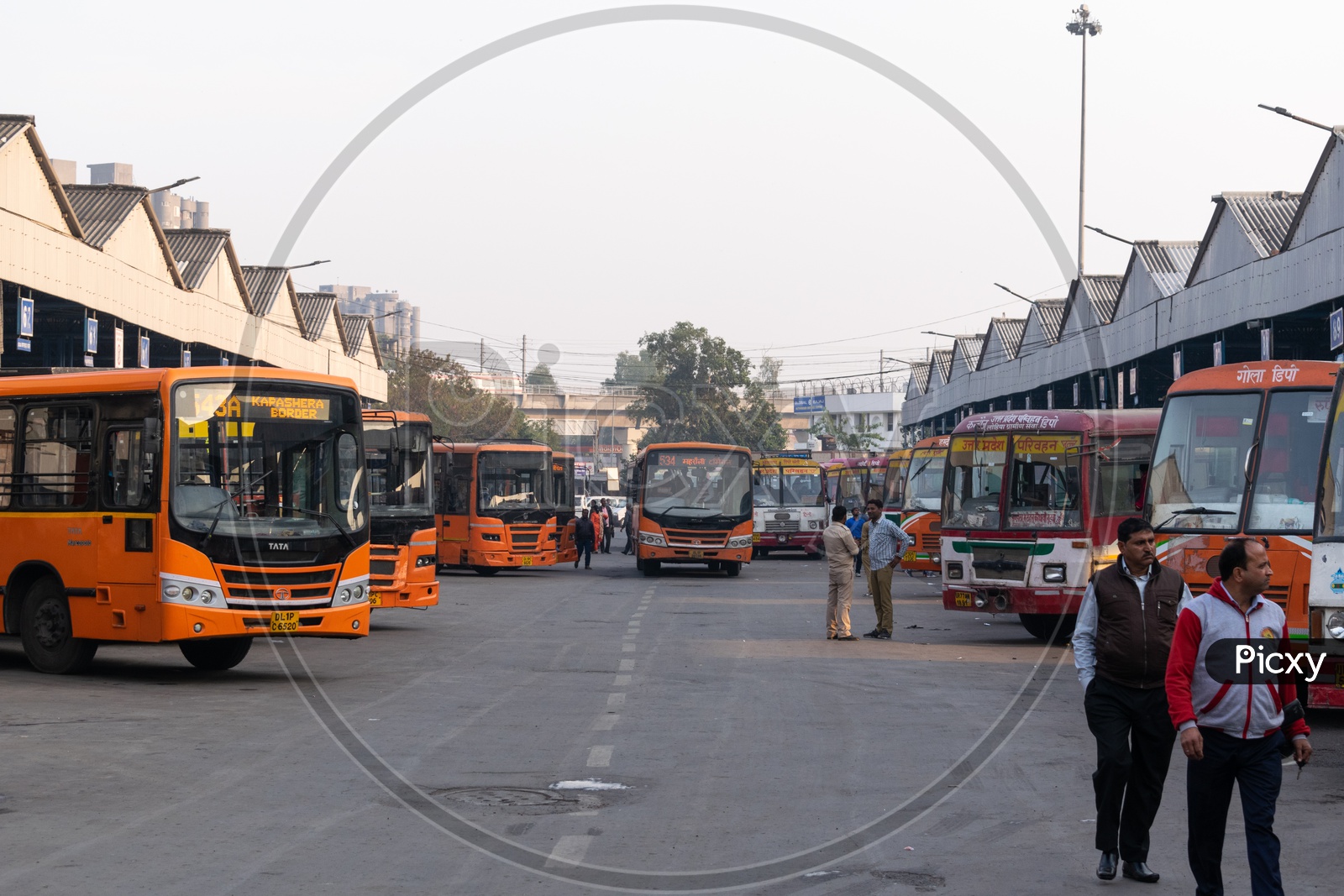 Cluster buses and roadways buses at ISBT Anand Vihar Bus station