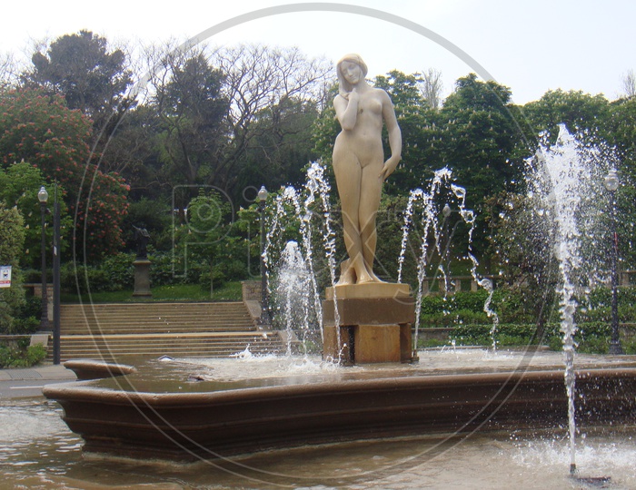 A Naked Woman Water Fountain Statue