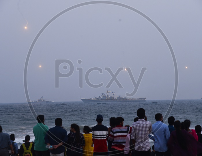 Crowd watcing Naval demonstrations during Indian Navy Day celebrations at Visakhapatnam,December 4,2019