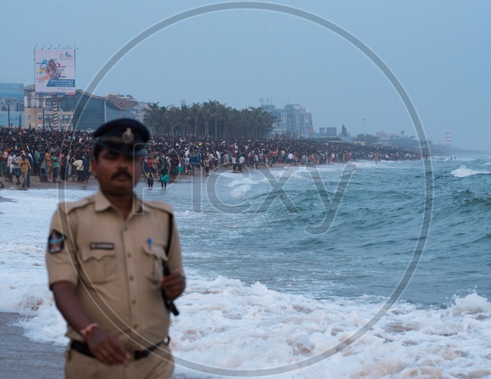 Police protection during Indian Navy Day celebrations at Visakhapatnam,December 4,2019
