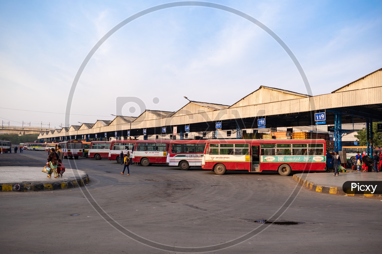 Uttar Pradesh Roadways buses at ISBT Anand Vihar bus stand