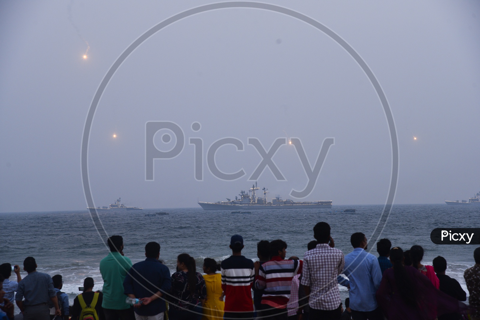 Crowd watcing Naval demonstrations during Indian Navy Day celebrations at Visakhapatnam,December 4,2019