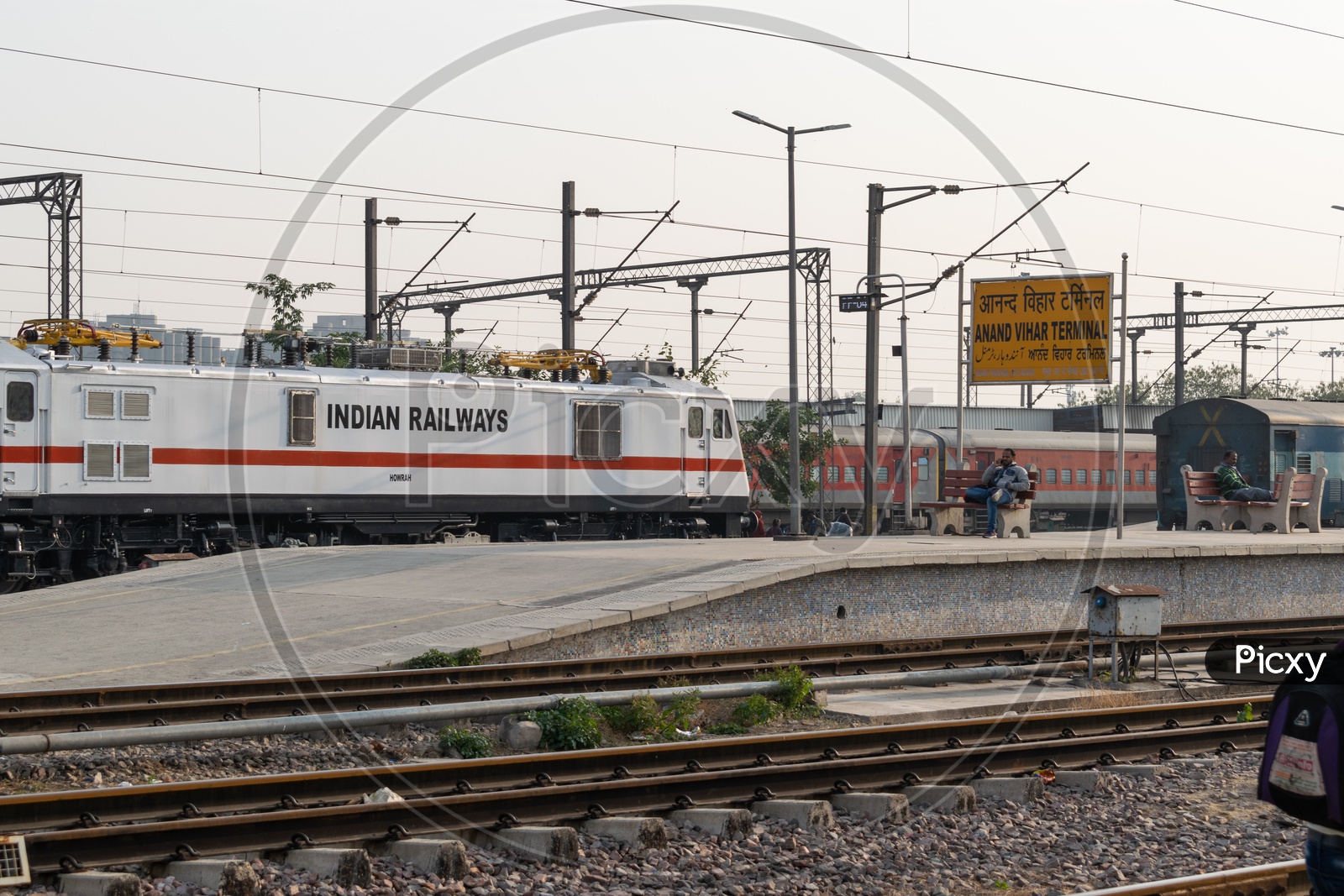 Indian Railway Engine and Railway Track at Anand Vihar Terminal railway station