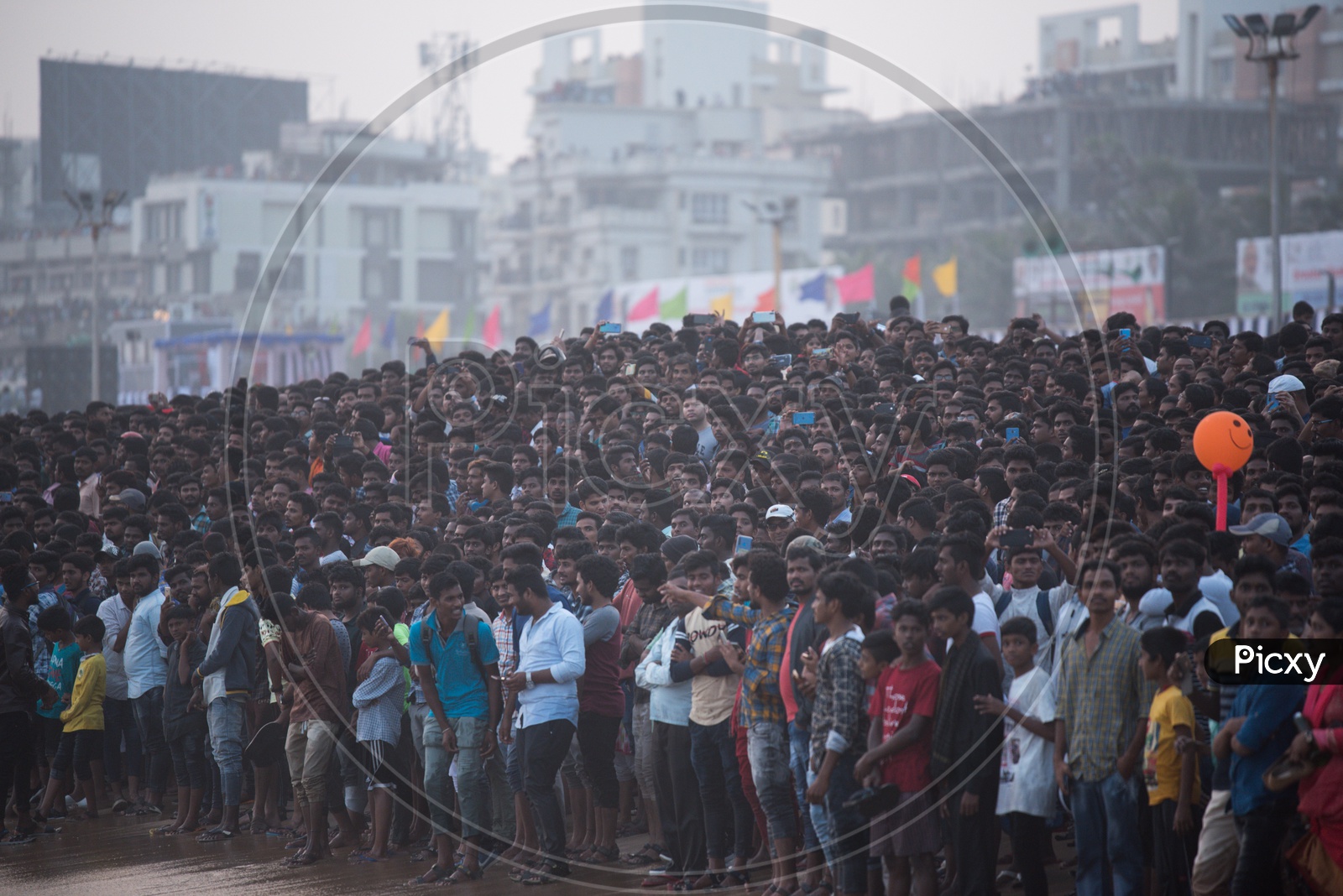 Crowd watching naval demonstrations during Indian Navy Day celebrations at Visakhapatnam,December 4,2019