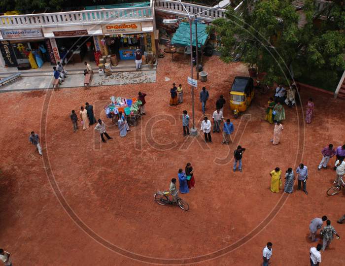 Aerial view of People As a Group in an Residential Colony