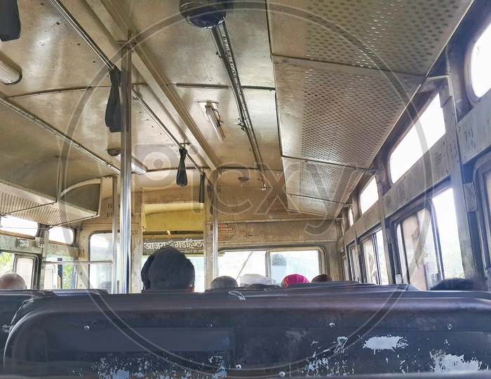 Maharashtra state transport bus inside view