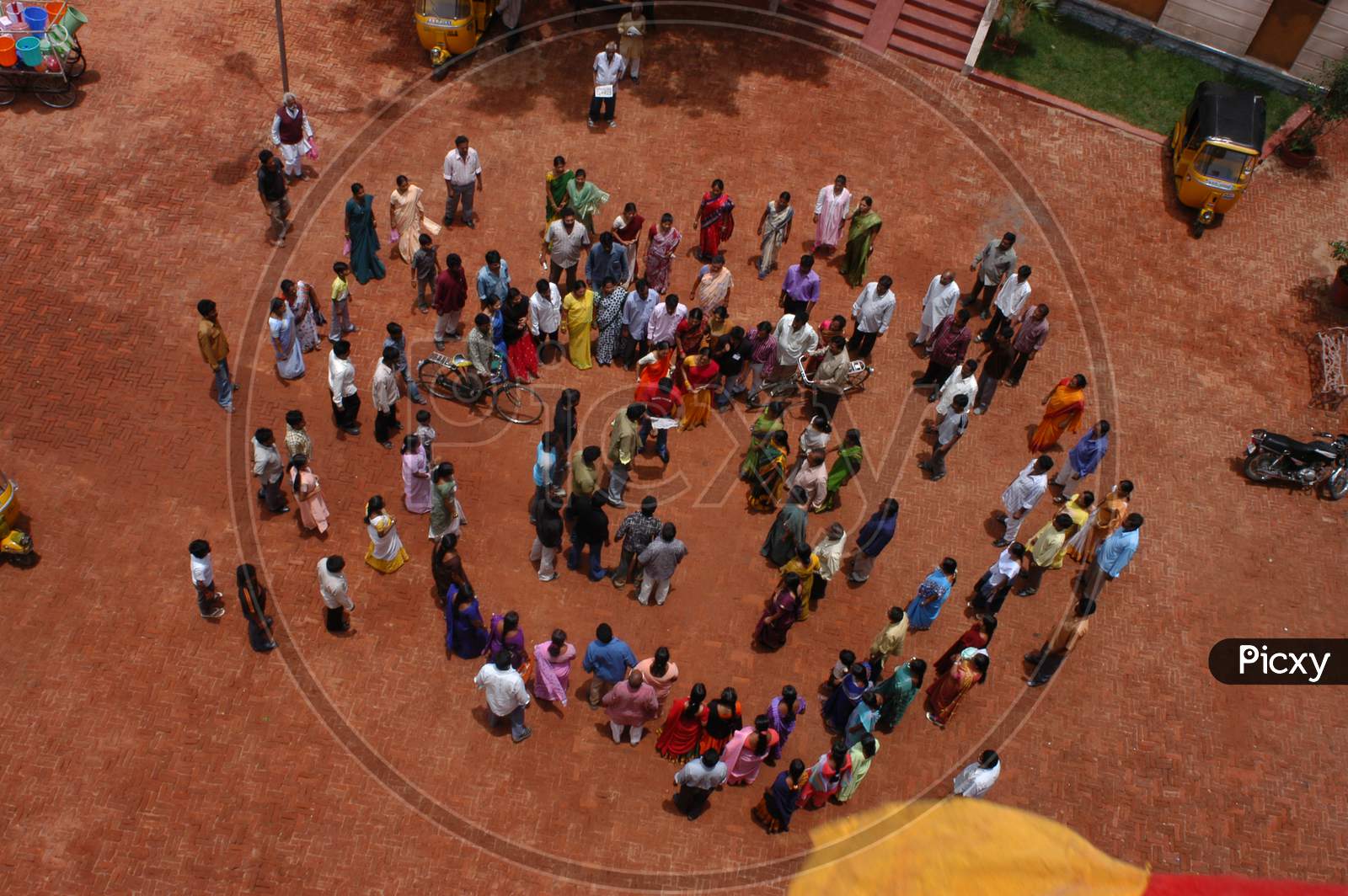 Aerial View Of People As a Group in an Residential Colony