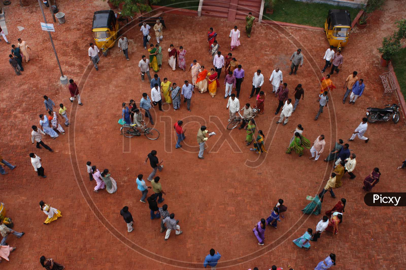 Aerial View Of People As a Group in an Residential Colony