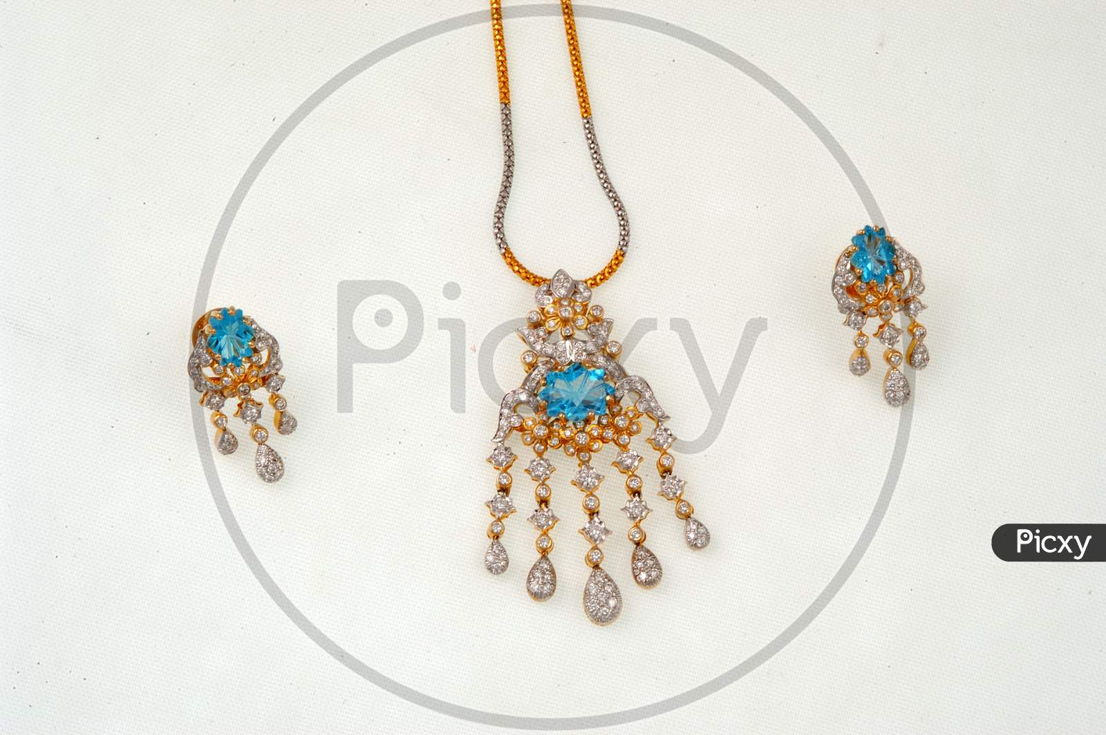 Necklace Jewelery With Gemstones On An Isolated White Background