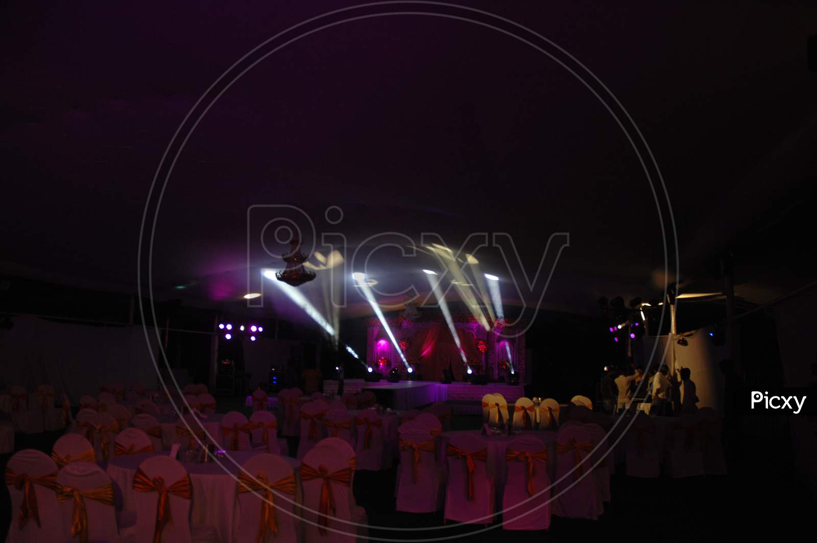 Wedding Reception Stage With Neon Lights