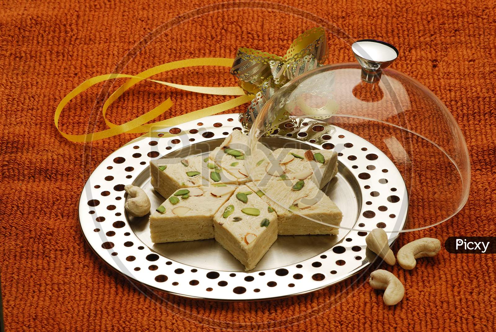 Indian Sweet Soan Papdi , Served in a Plate