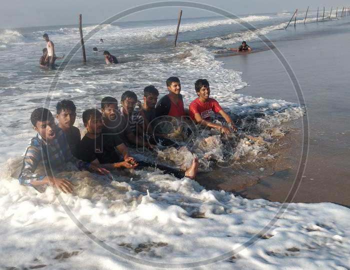 Group picture captured in Perupalem Beach, Andhra Pradesh
