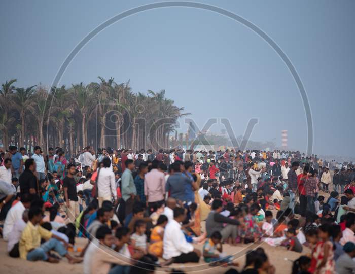 Crowd Watcing Naval Demonstrations During Indian Navy Day Celebrations At Visakhapatnam December 4 2019