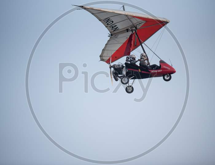 The Indian Navy Para gliders  Demonstration During Navy day Celebrations at Visakhapatanam
