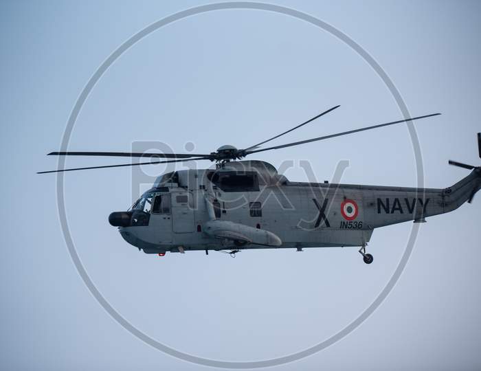 Indian Navy Nau Sena Light Weight Combat Helicopter At Navy Day Celebrations In Visakhapatnam