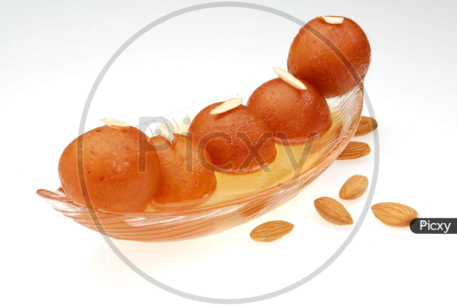 Gulab Jamun , Indian Sweet Savory Served In a Bowl On an Isolated White Background