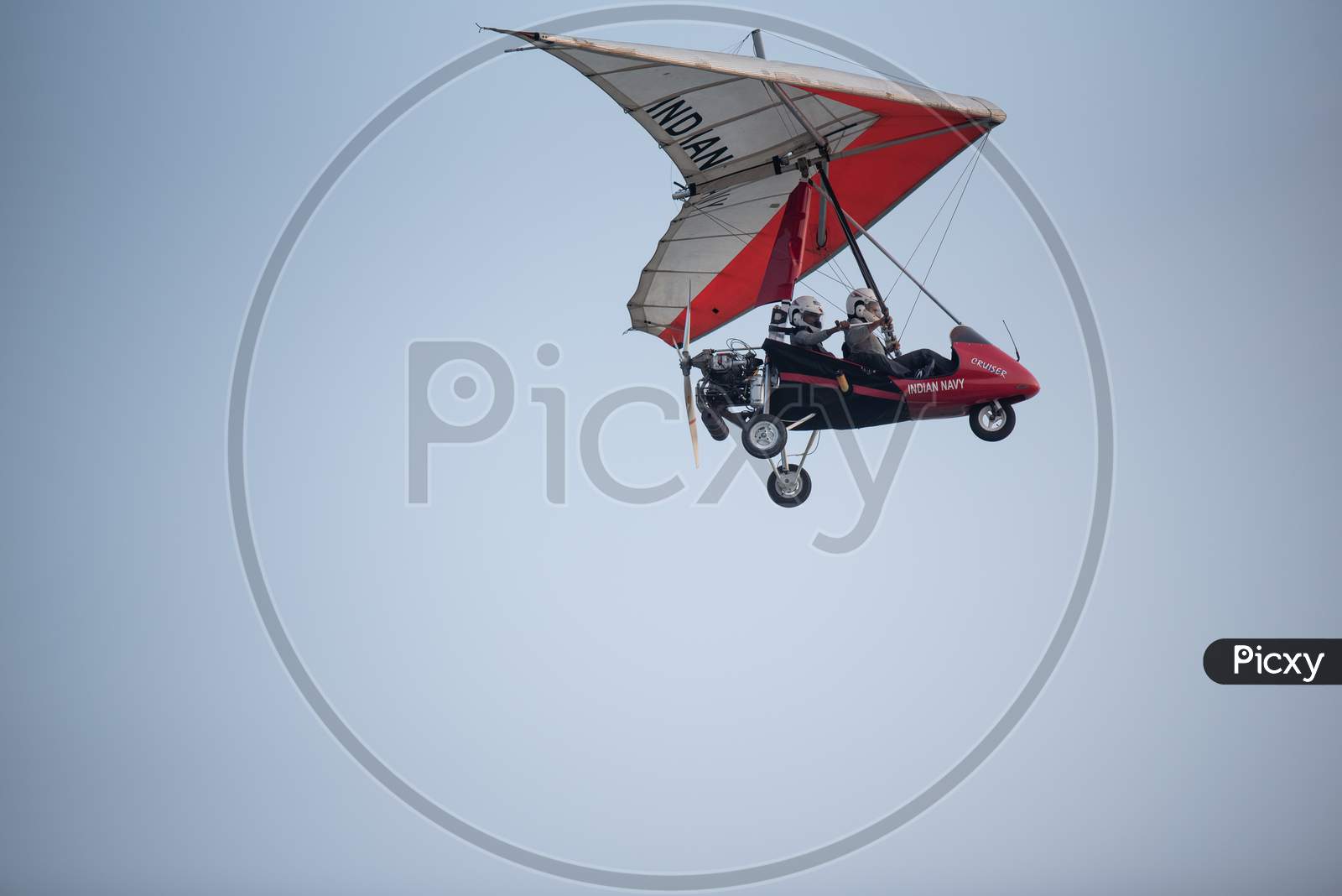 The Indian Navy Para gliders  Demonstration During Navy day Celebrations at Visakhapatanam