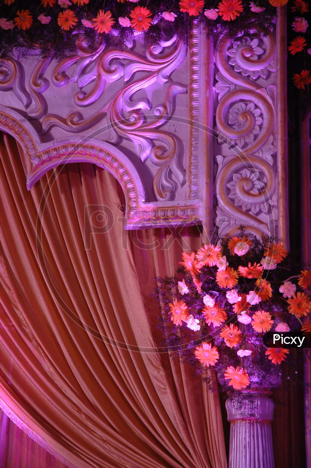 Image of Flower Decoration At a Wedding Reception Stage-VM930658-Picxy