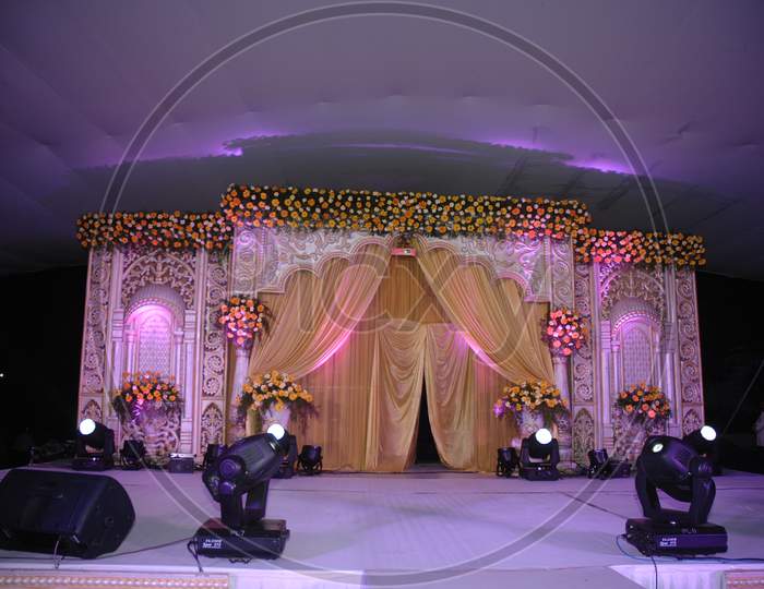 Wedding Reception Stage With Flower Decoration