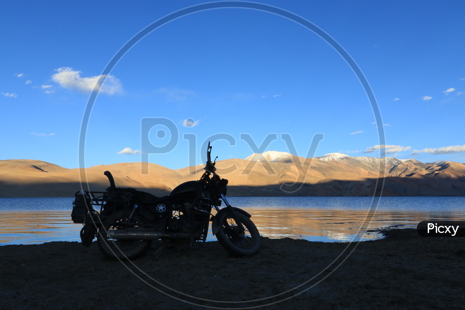 Silhouette of a Bike at River Valley In Leh
