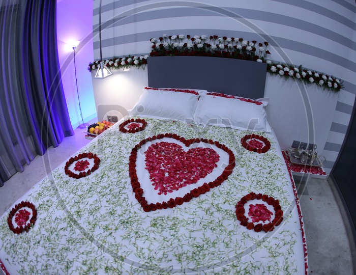 First Night Bed Decorated With Flowers