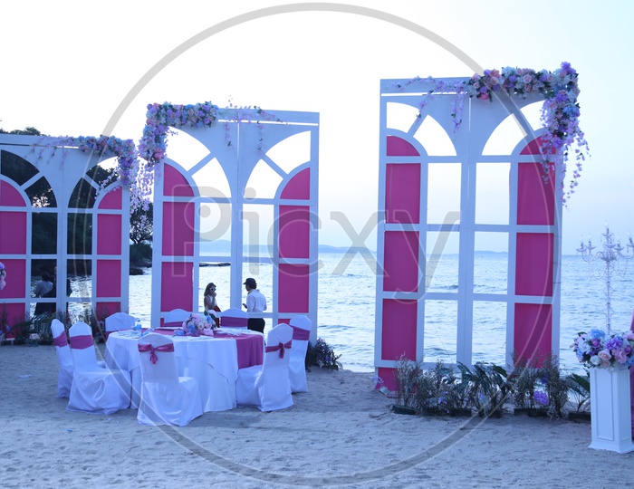 Destination Wedding Decoration frames With Fresh Flowers