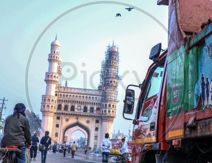 GHMC Vehicle at Charminar Collecting The Trash