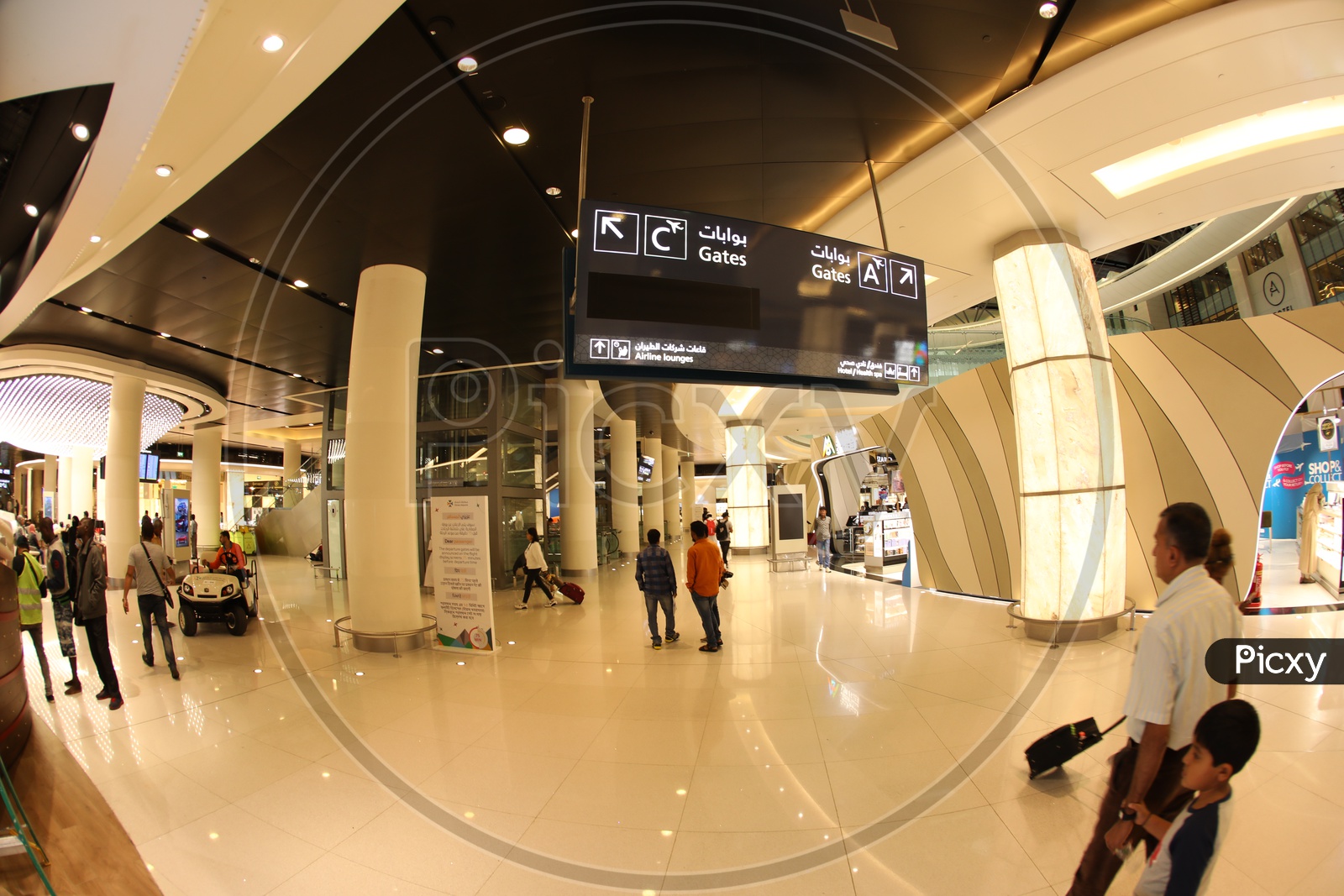 Dubai Airport With Gates name Board
