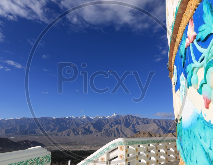 View of the mountains from Shanti stupa, Leh