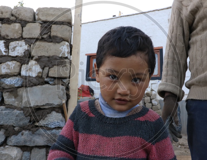 Portrait Of a  Small Boy in Leh