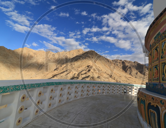 View of the mountains from Shanti stupa at Leh