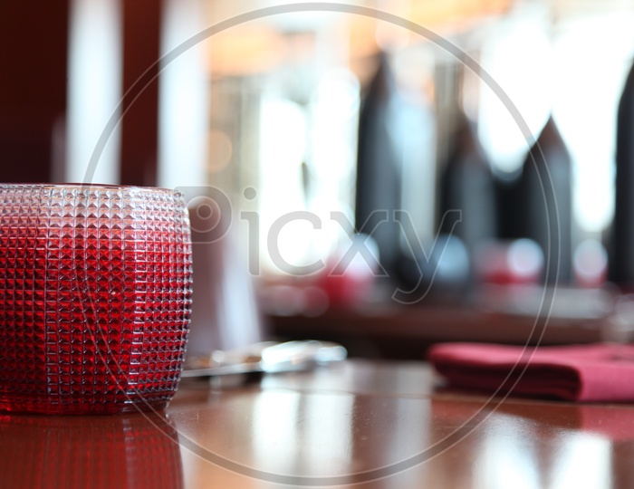A red glass on a table