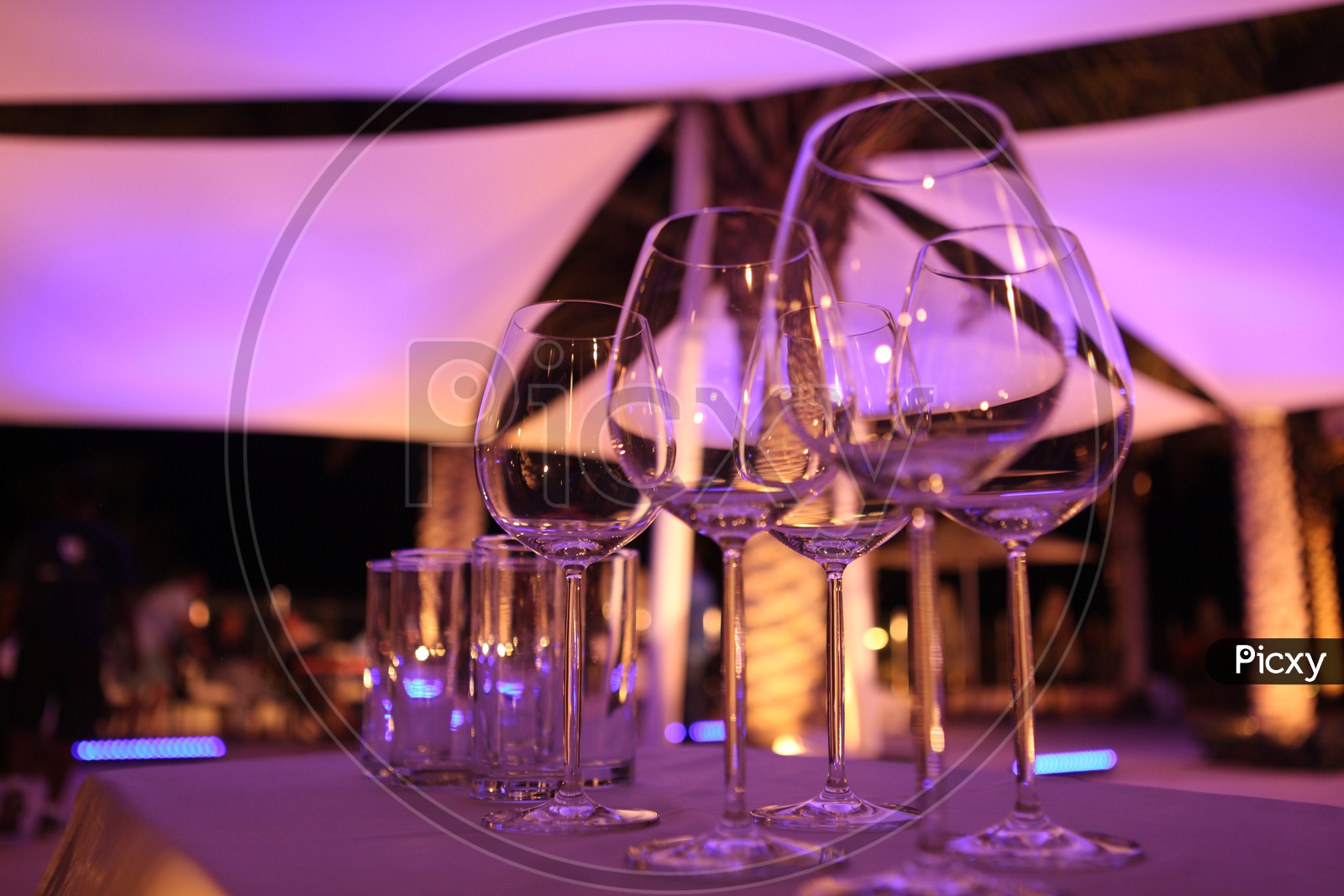 Wine glasses on a table