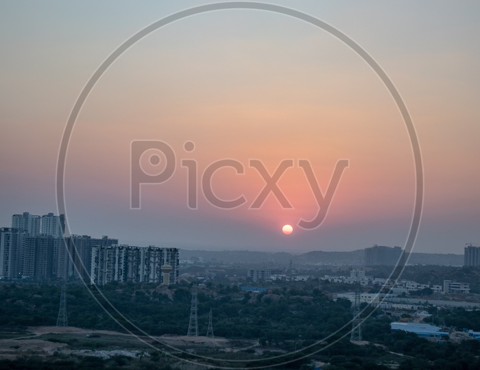 Sunset Over City Scape